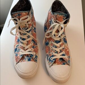 Converse Floral High-Top Sneakers - Blue and Orange